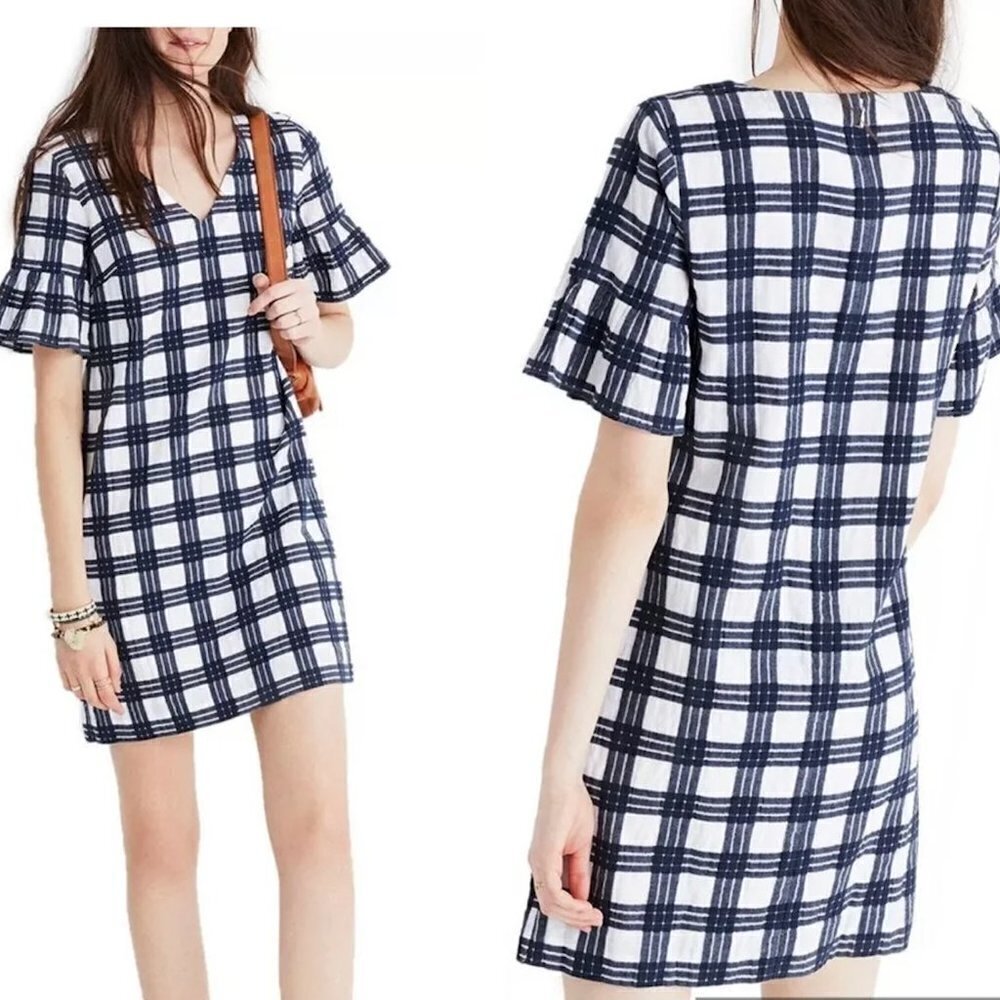 Madewell Dresses Madewell Bell Sleeve Dress In Leighton Plaid